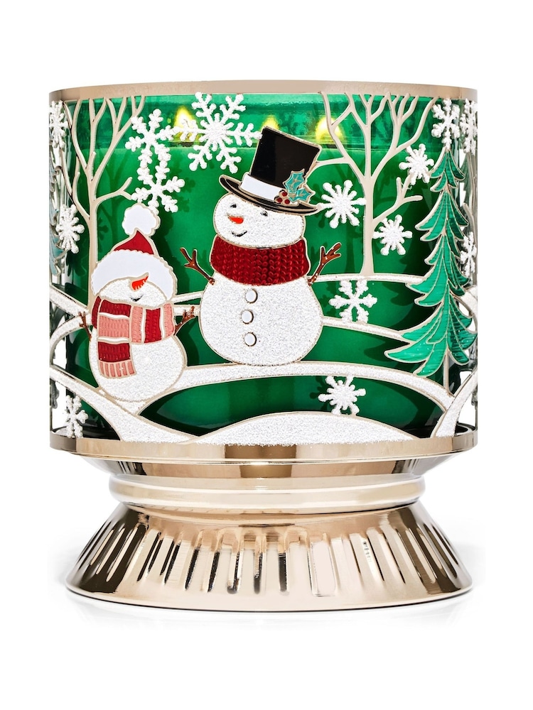 Bath & Body Works Happy Snowmen Scene 3-Wick Candle Holder - Image 1 of 1 Bath & Body Works Happy Snowmen Scene 3-Wick Candle Holder - Image 1 of 1