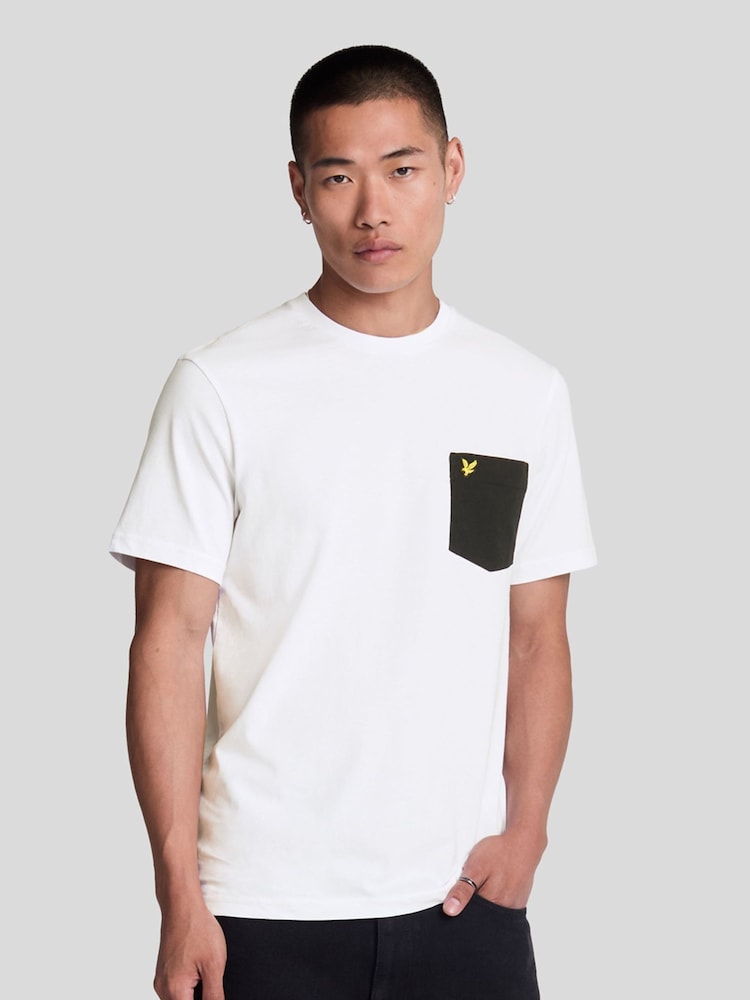 Lyle & Scott White Contrast Pocket T-Shirt - Image 3 of 5