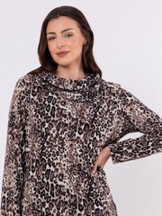 Lakeland Clothing Elsie Cowl Neck Long Sleeve Brown Top - Image 1 of 6