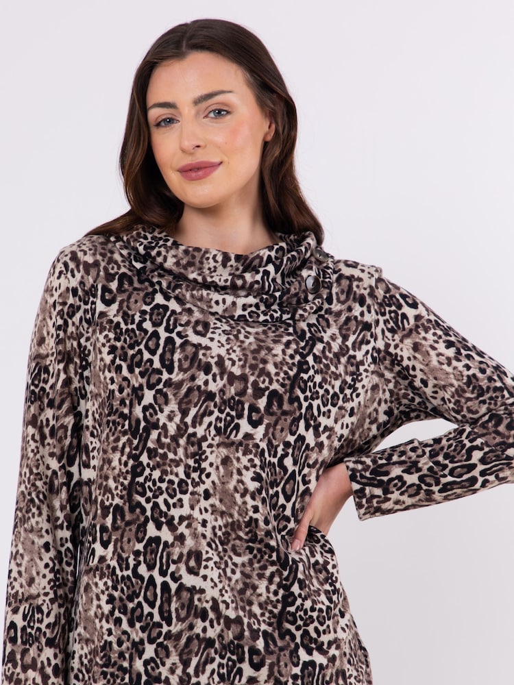 Lakeland Clothing Elsie Cowl Neck Long Sleeve Brown Top - Image 1 of 6