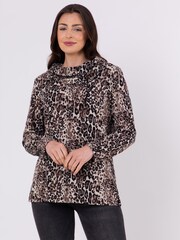 Lakeland Clothing Elsie Cowl Neck Long Sleeve Brown Top - Image 6 of 6