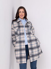 Lakeland Clothing Blue Madeline Longline Check Shacket - Image 1 of 6