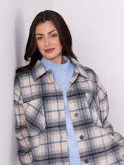 Lakeland Clothing Blue Madeline Longline Check Shacket - Image 3 of 6