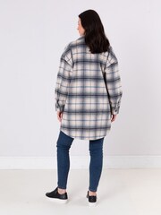 Lakeland Clothing Blue Madeline Longline Check Shacket - Image 5 of 6