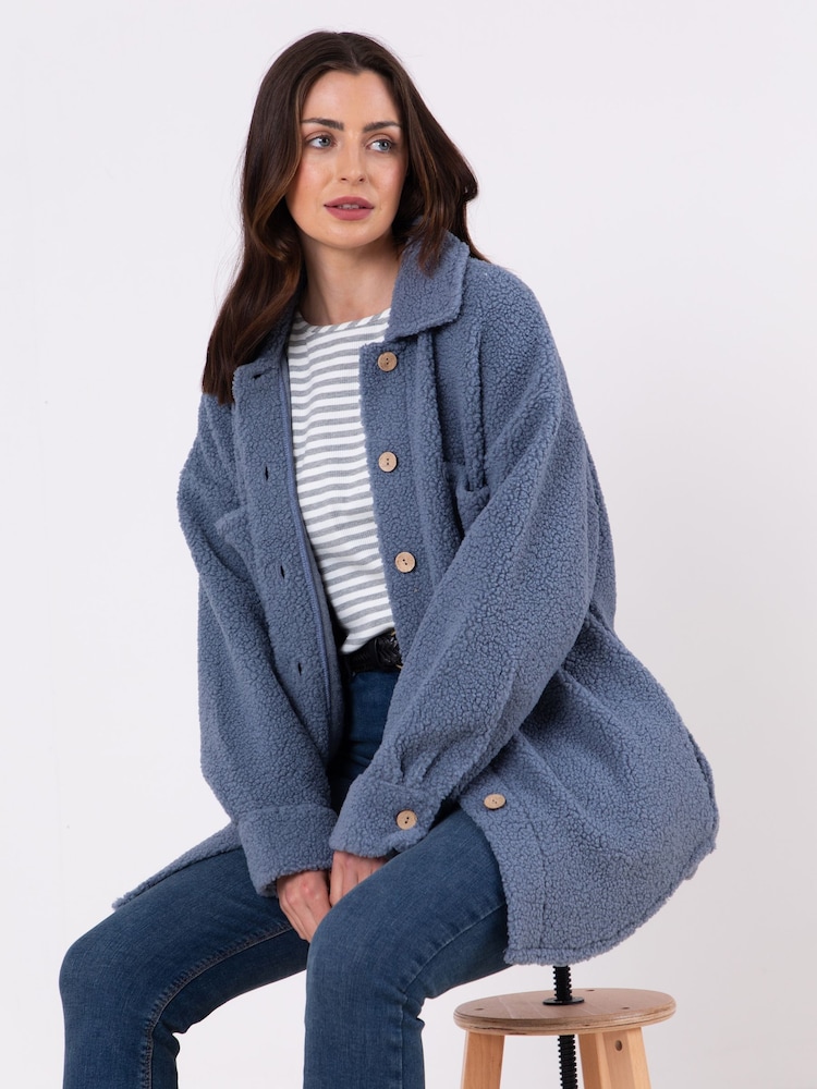 Lakeland Clothing Blue Teddie Button Down Jacket - Image 1 of 7
