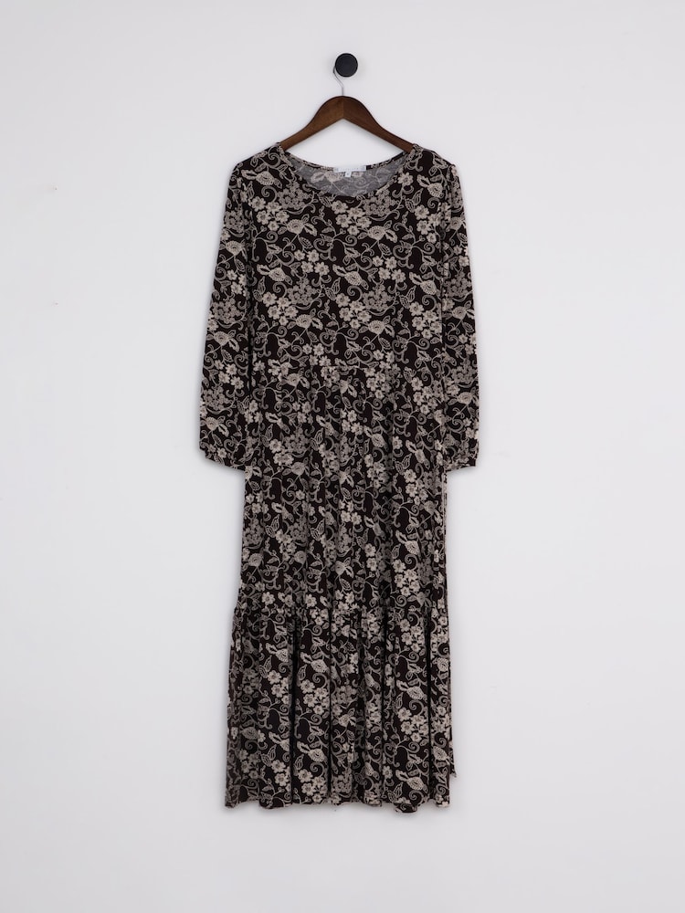 Lakeland Clothing Mollie Long Sleeve Maxi Brown Dress - Image 2 of 3