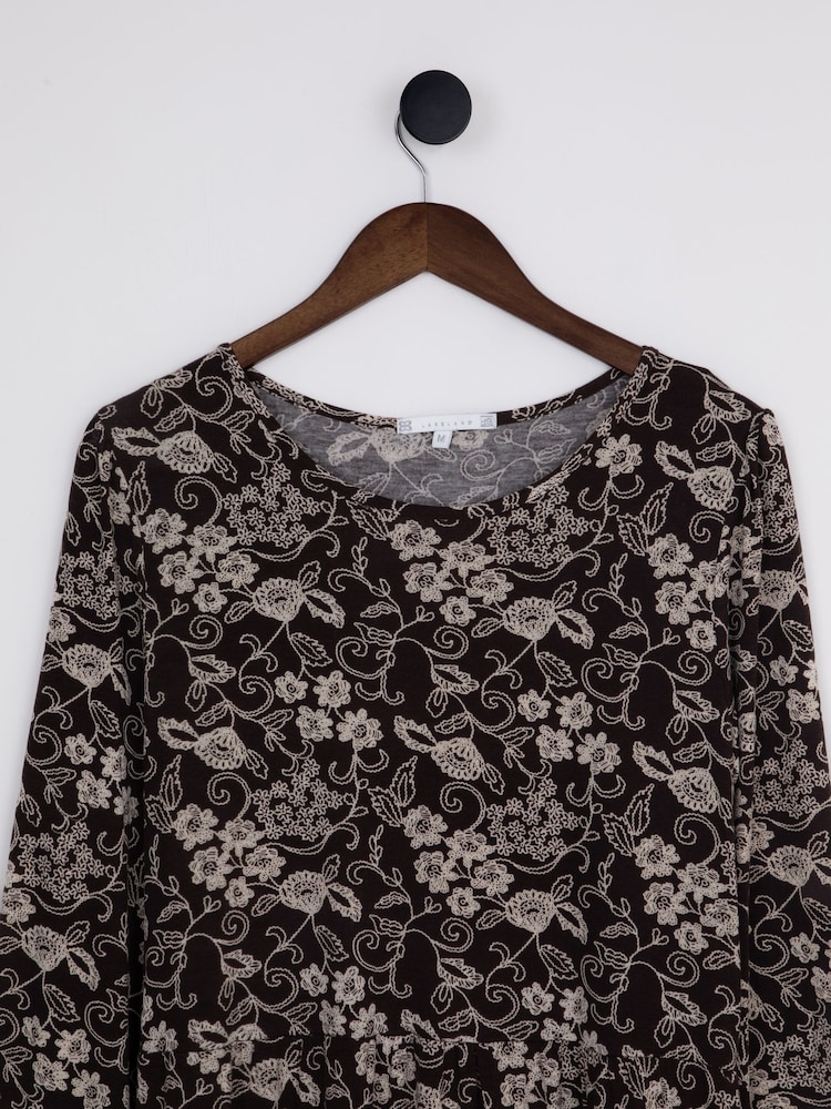 Lakeland Clothing Mollie Long Sleeve Maxi Brown Dress - Image 3 of 3