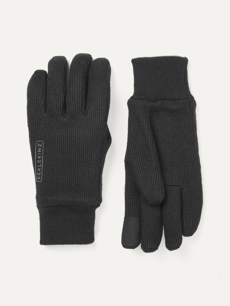 Negro - Guantes de punto cortavientos con cuello de SealSkinz - Imagen 1 de 3