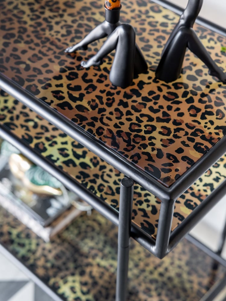 Rockett St George Leopard Print Glass Console - Image 1 of 7