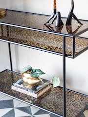 Rockett St George Leopard Print Glass Console - Image 2 of 7