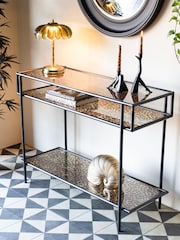 Rockett St George Leopard Print Glass Console - Image 3 of 7