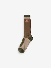 Sealskinz Brown Gresham Wool Mid Colour Block Socks - Image 1 of 1