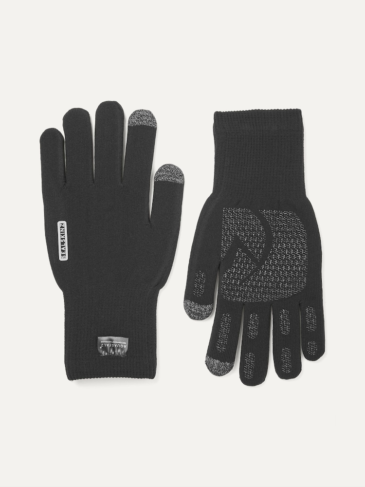 Negro - Sealskinz Anmer Waterproof All Weather Ultra Grip Knitted Black Gloves - Imagen 1 de 3