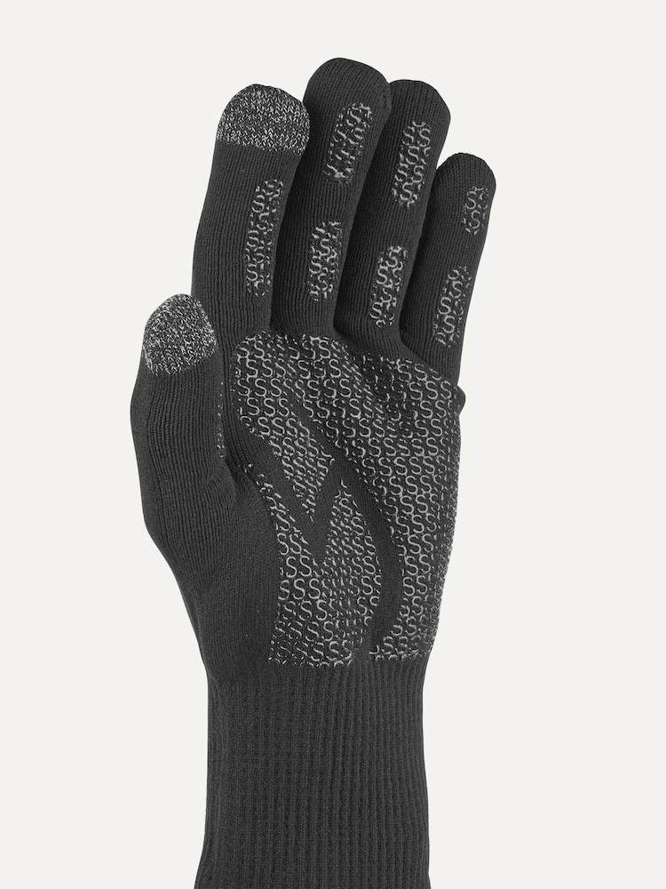 Negro - Sealskinz Anmer Waterproof All Weather Ultra Grip Knitted Black Gloves - Imagen 3 de 3