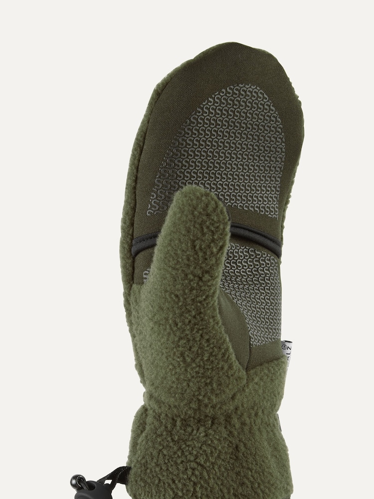 Verde - Sealskinz Sturston Windproof Sherpa Fleece Convertible Winter Mittens - Imagen 2 de 3
