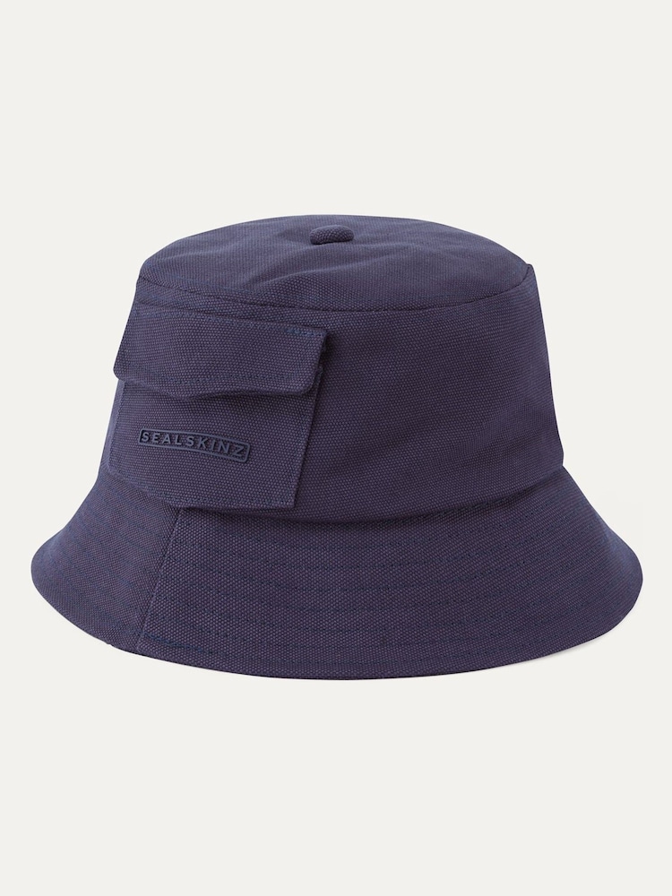 Sealskinz Mens Blue Lynford Waterproof Skinz Print 100% Cotton Canvas Bucket Hat - Image 1 of 2