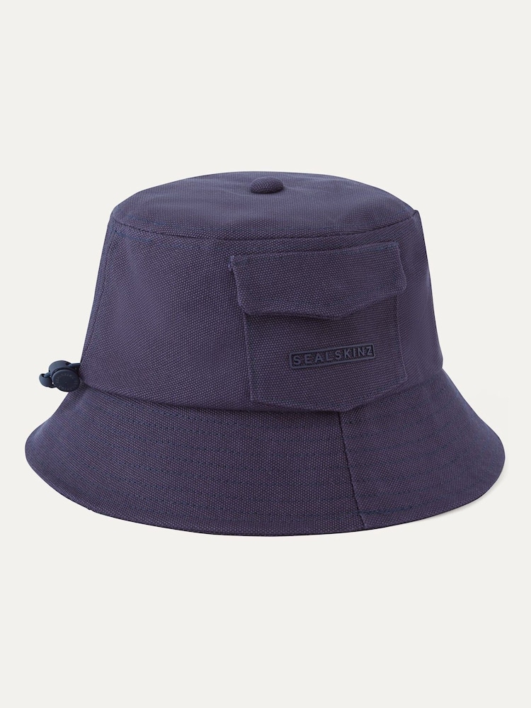 Sealskinz Mens Blue Lynford Waterproof Skinz Print 100% Cotton Canvas Bucket Hat - Image 2 of 2