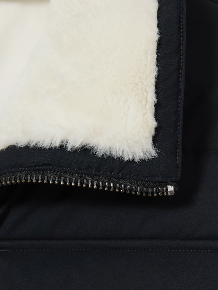 Reiss Navy/ White Borg Misty Faux-Fur Collar Puffer Jacket - Image 7 of 7