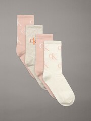 Calvin Klein White Women Aop Logo Giftbox Socks 4 Pack - Image 1 of 2