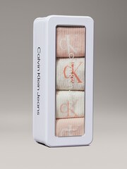 Calvin Klein White Women Aop Logo Giftbox Socks 4 Pack - Image 2 of 2