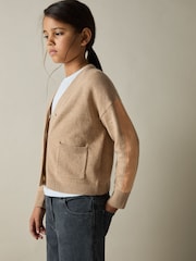 Camel - Reiss Juni Wool-Blend črtast; progast-Detail pletena jopa S kašmirjem - Slika 3 iz 4