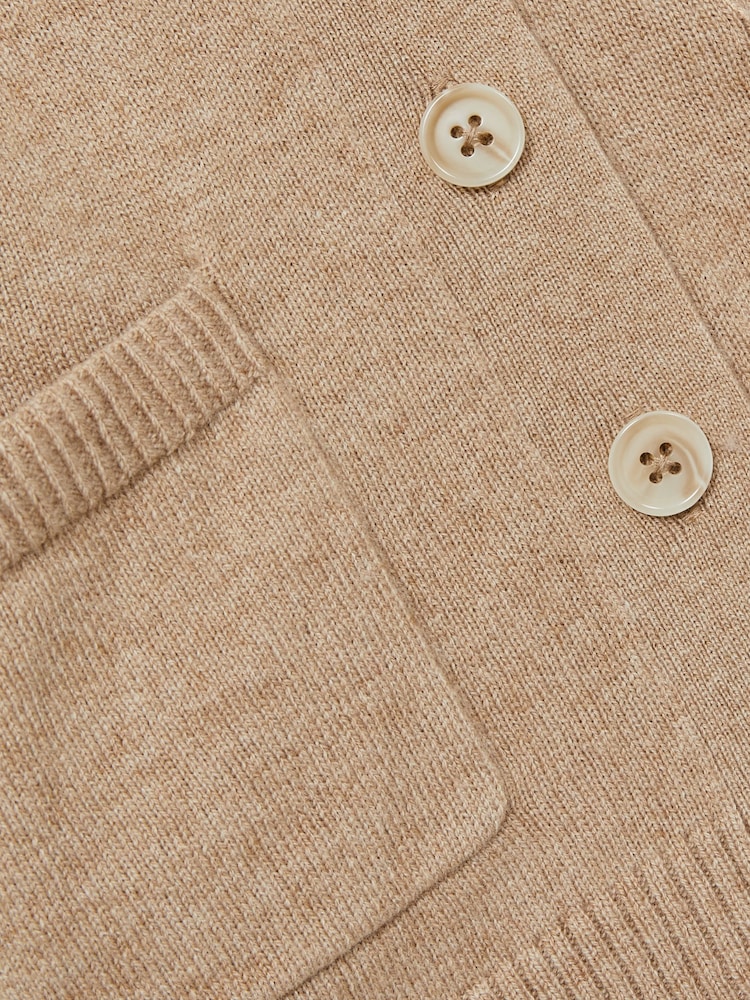 Camel - Reiss Juni Wool-Blend črtast; progast-Detail pletena jopa S kašmirjem - Slika 4 iz 4