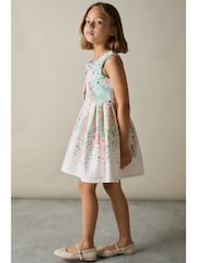 Reiss Pink Print Isabel 9-13 yrs Floral-Print Pleated Scuba Dress - Image 3 of 4