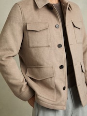 Reiss Oatmeal Melange Graze Wool-Blend Zip-Through Four-Pocket Jacket - Image 4 of 7