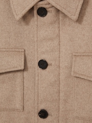 Reiss Oatmeal Melange Graze Wool-Blend Zip-Through Four-Pocket Jacket - Image 7 of 7