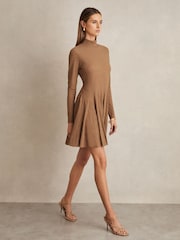 Cămilă - Rochie mini evazată Reiss Savannah Jerseu Striat - Image 1 of 7