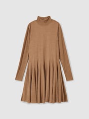 Cămilă - Rochie mini evazată Reiss Savannah Jerseu Striat - Image 2 of 7