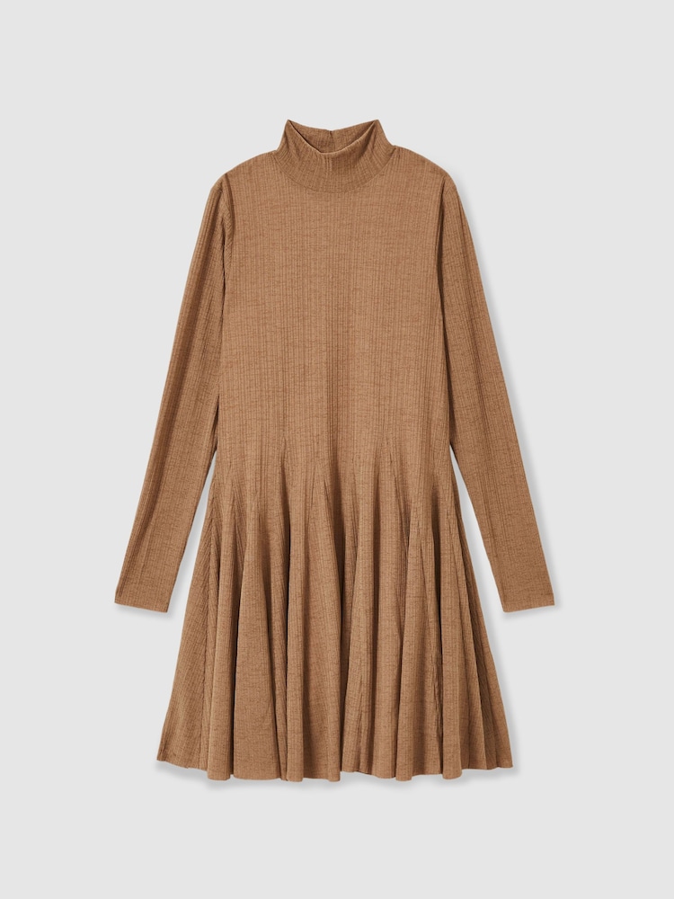 Cămilă - Rochie mini evazată Reiss Savannah Jerseu Striat - Image 2 of 7