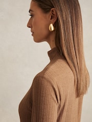 Cămilă - Rochie mini evazată Reiss Savannah Jerseu Striat - Image 5 of 7