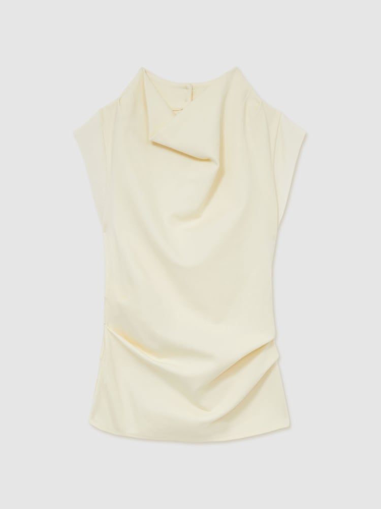 Amarillo pálido - Blusa sin mangas de sarga y punto drapeado Cobi de Reiss - Imagen 2 de 6 Amarillo pálido - Blusa sin mangas de sarga y punto drapeado Cobi de Reiss - Imagen 2 de 6