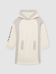Reiss Ecru Coral 13-14 yrs Colourblock Hooded Jersey Dress - Image 1 of 5