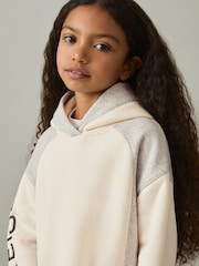 Reiss Ecru Coral 13-14 yrs Colourblock Hooded Jersey Dress - Image 2 of 5
