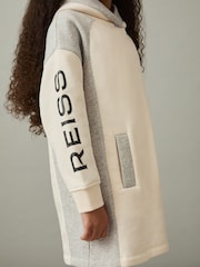 Reiss Ecru Coral 13-14 yrs Colourblock Hooded Jersey Dress - Image 3 of 5