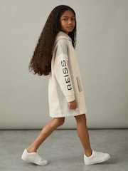 Reiss Ecru Coral 13-14 yrs Colourblock Hooded Jersey Dress - Image 4 of 5