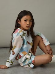 Reiss Multi Jessie 13-14 yrs Abstract-Print Sweatshirt And Shorts Set - Image 3 of 4