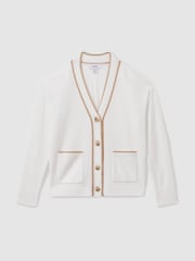 Cream - Reiss Juni Wool-Blend črtast; progast-Detail pletena jopa S kašmirjem - Slika 2 iz 4
