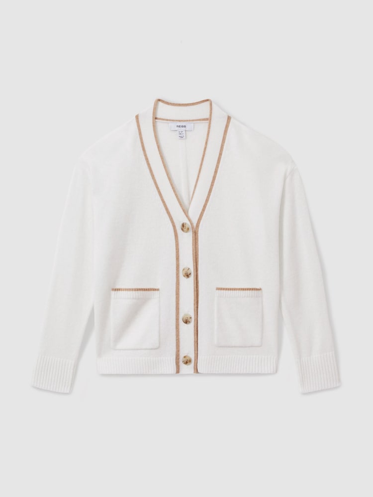 Cream - Reiss Juni Wool-Blend črtast; progast-Detail pletena jopa S kašmirjem - Slika 2 iz 4 Cream - Reiss Juni Wool-Blend črtast; progast-Detail pletena jopa S kašmirjem - Slika 2 iz 4