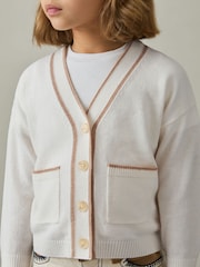 Cream - Reiss Juni Wool-Blend črtast; progast-Detail pletena jopa S kašmirjem - Slika 3 iz 4