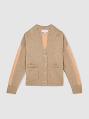 Reiss Camel Juni 4-9 yrs Relaxed Wool-Cashmere Cardigan - Image 2 of 4
