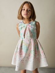 Reiss Pink Print Isabel 4-9 yrs Floral-Print Pleated Scuba Dress - Image 3 of 4