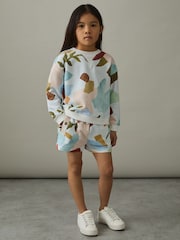 Reiss Multi Jessie 9-13 yrs Abstract-Print Sweatshirt And Shorts Set - Image 3 of 4