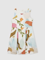 Reiss Multi Kitty 9-13 yrs Abstract Floral Scuba Dress - Image 2 of 4