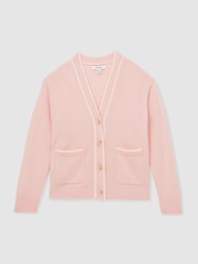 rožnata - Reiss Juni Wool-Blend črtast; progast-Detail pletena jopa S kašmirjem - Slika 2 iz 4