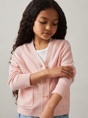 rožnata - Reiss Juni Wool-Blend črtast; progast-Detail pletena jopa S kašmirjem - Slika 3 iz 4