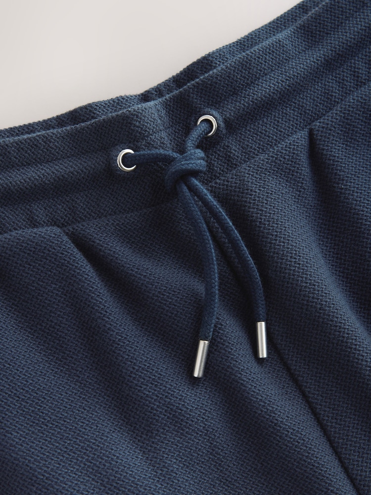 Темно-синий - Textured Zip Pocket Jersey 100% Cotton Shorts - Изображение 2 из 4