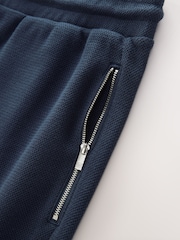 Темно-синий - Textured Zip Pocket Jersey 100% Cotton Shorts - Изображение 3 из 4